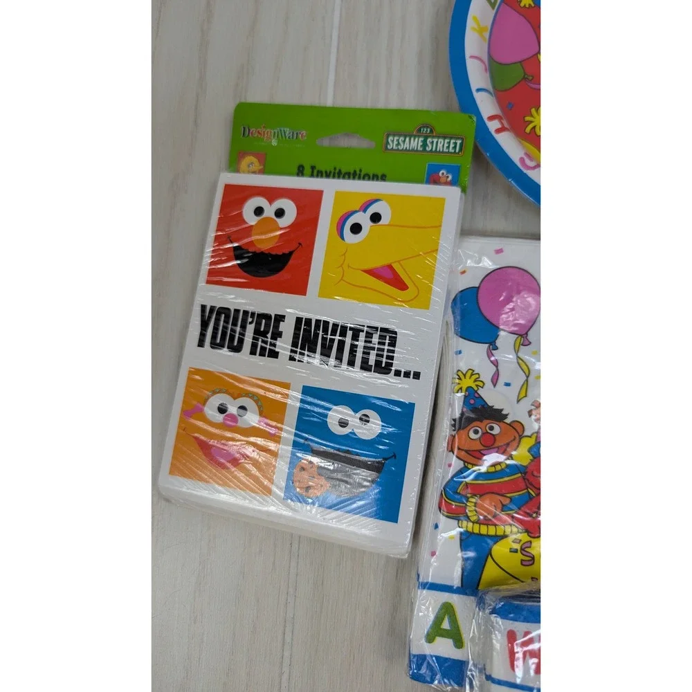 Vintage Sesame Street Party Supplies ABC Birthday Plates Napkins Invites